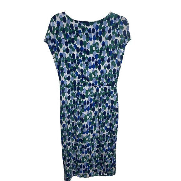 Boden Womens Cap Sleeve Blue Green Leaf Print Dress - Sz 6‎ - Workwear - Picture 2 of 9